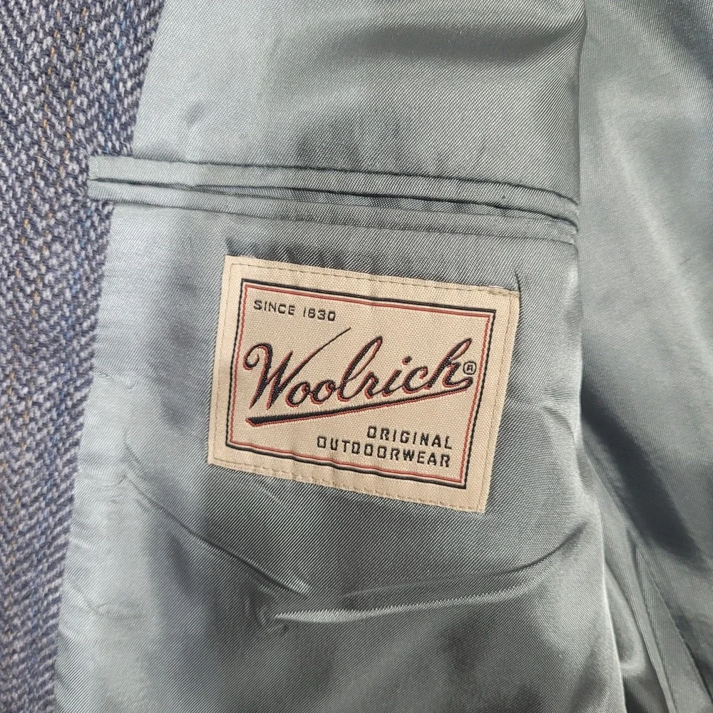 Woolrich Blazer Mens 41L Gray Herringbone Wool Sport Coat Jacket Outdoor Classic